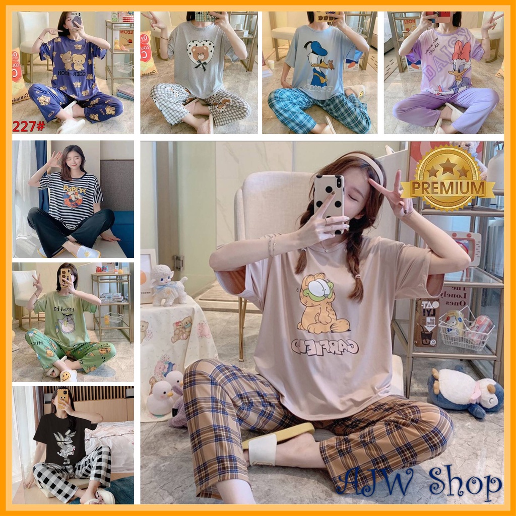 AJW Shop Baju Tidur Piyama Set 50 Motif | Setelan Wanita Import | Baju Tidur Wanita Dewasa | Piyama Wanita-2