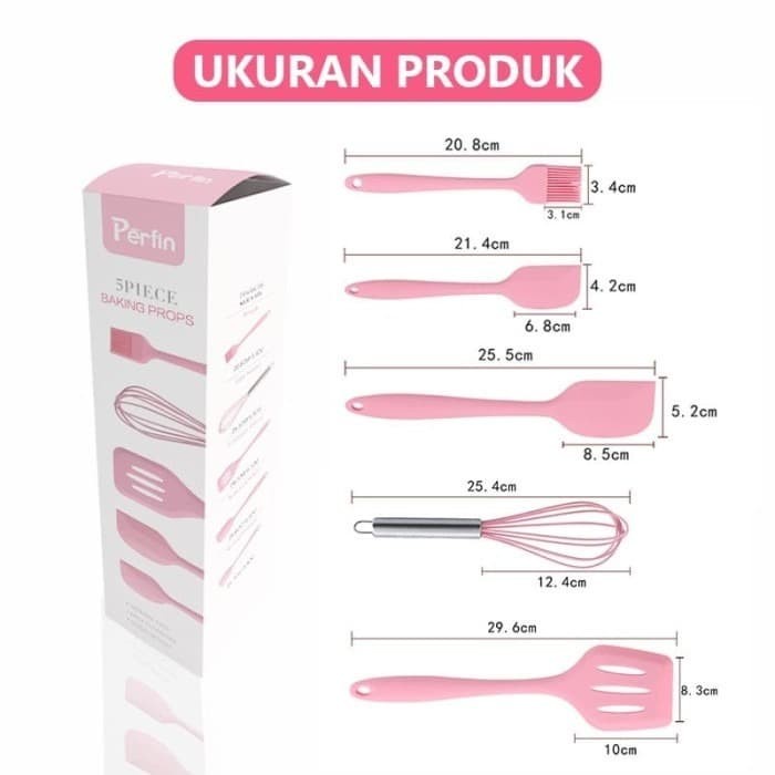 VOM - 5Pcs Silicone Utensil Set - Set Peralatan Masak Silikon 5 Pcs 0675