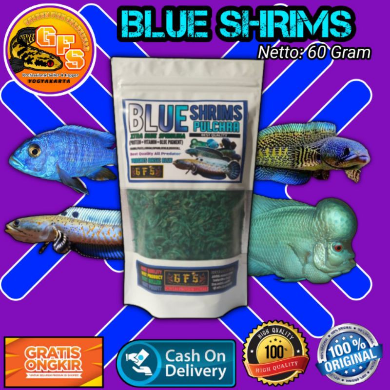 BLUE SHRIMS Udang kering spesial push blue 60 Gram