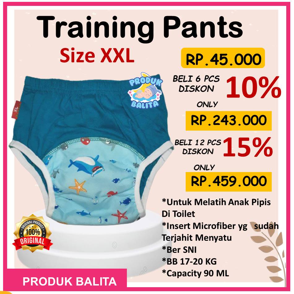 Clodi Training Pants Pipis Bayi Anak  Ukuran XXL BB 14-20  Kg Celana Dalam Tatur Popok Cloth Diapers