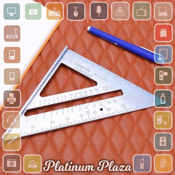 Taffware Penggaris Siku Mistar Triangle Ruler Aluminium - VK18 - Gray`2GTKOE-