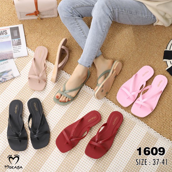 Sandal Jepit Slip Jempol Wanita Tali Polos Simple Cantik Elegant Import Mokaya/ Size 37-41 (1609)