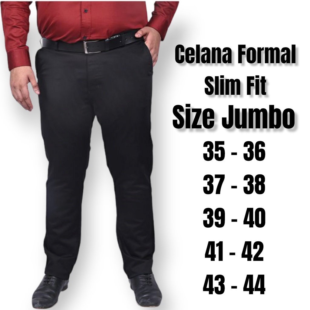 Mickonova Celana Formal Pria Slim Fit Jumbo Big Size Kantoran Laki Laki Bahan Kain Clana Panjang Fashion Pria