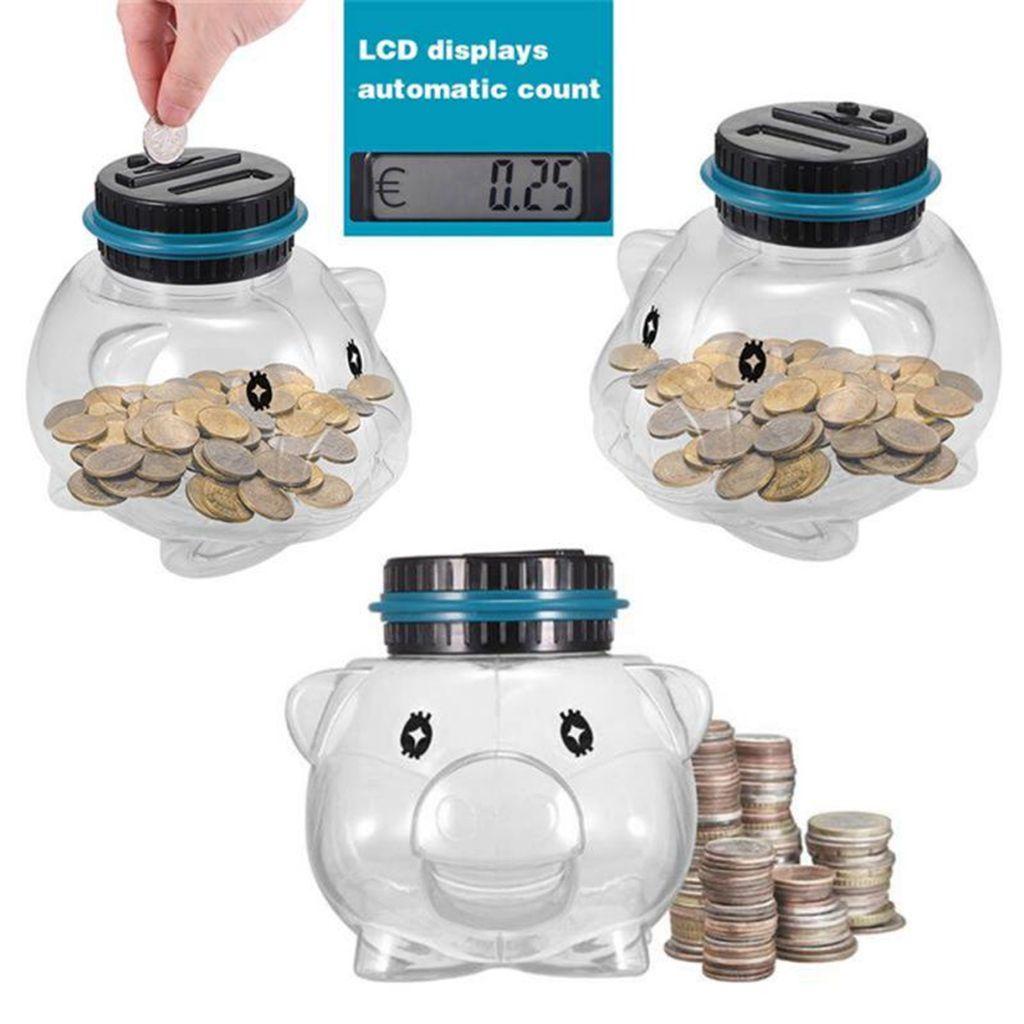 Lanfy Celengan Koin Lucu Kreatif LCD Display USD EURO GBP Bentuk Celengan Hadiah Coin Organizer