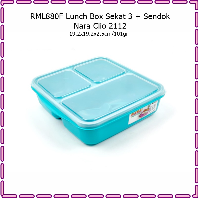 RML880F Lunch Box/Kotak Makan Sekat 3 + Sendok Nara Clio 2112