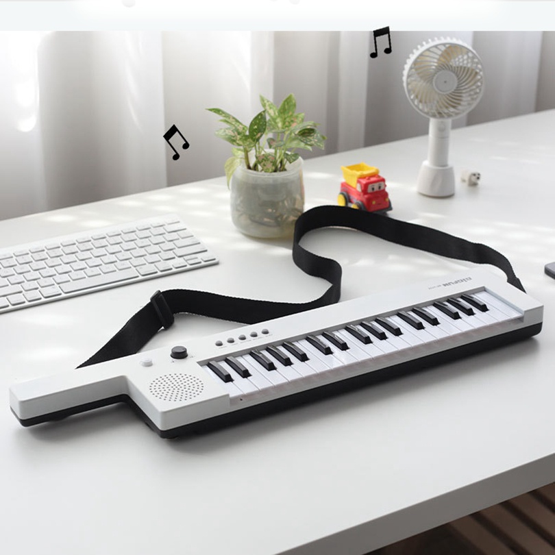 Mainan Alat Musik Piano 37 Nada Mini 2 Warna Dengan Strap Bahu + Mikrofon Untuk Anak