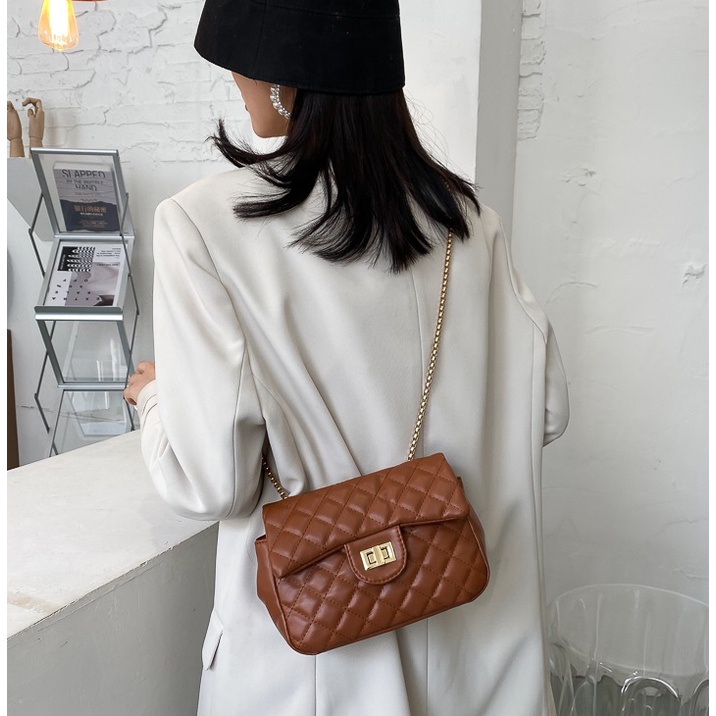 BJ81815 - BLACK/BROWN/RED/WHITE - TAS SLEMPANG KECIL ELEGAN TALI RANTAI IMPORT TAS WANITA FASHION IMPORT MODIS ELEGAN TERMURAH TERLARIS TERBARU BAGSTORE JAKARTA TAS BATAM GT1815