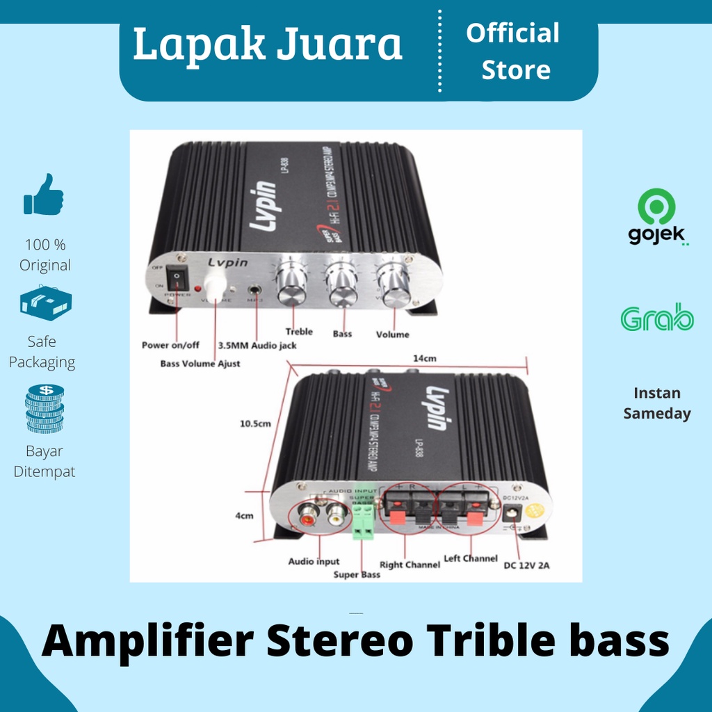 Amplifier Stereo | Amplifier Treble | LVPIN Mini HiFi Stereo Amplifier Treble Bass Booster 12V