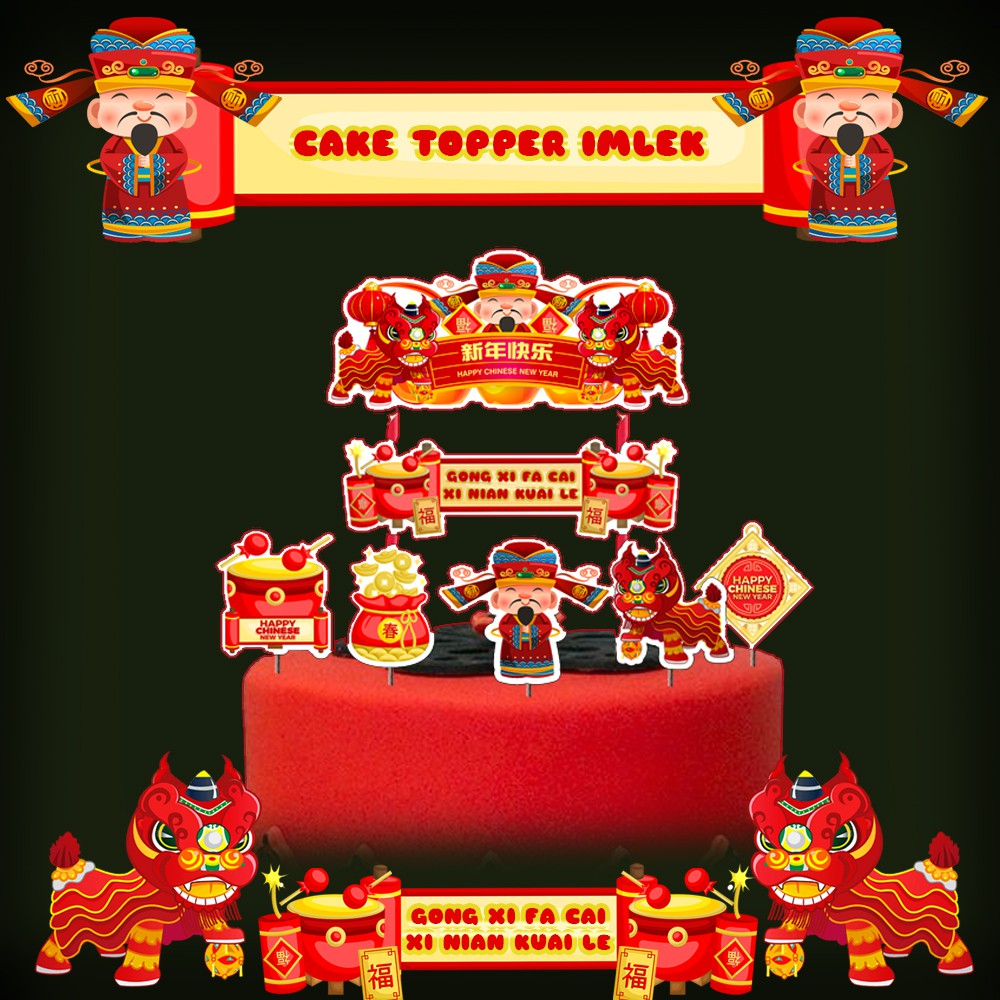 Cake Topper Imlek / Gong Xi Fa Cai