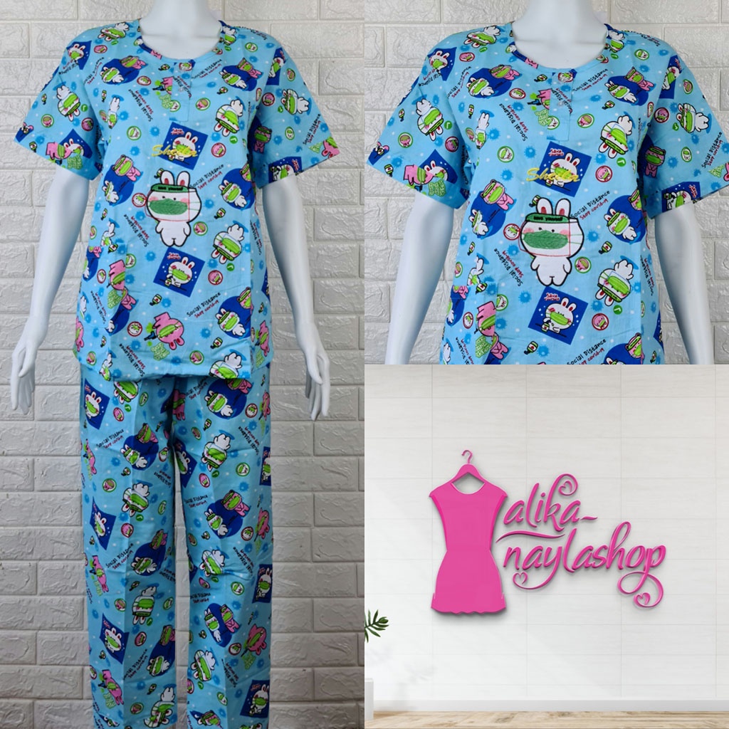 PIYAMA KATUN | HOKI & SHEILA STANDAR | LEBEL ORANGE | BAJU TIDUR | WANITA DEWASA-KODE   V10