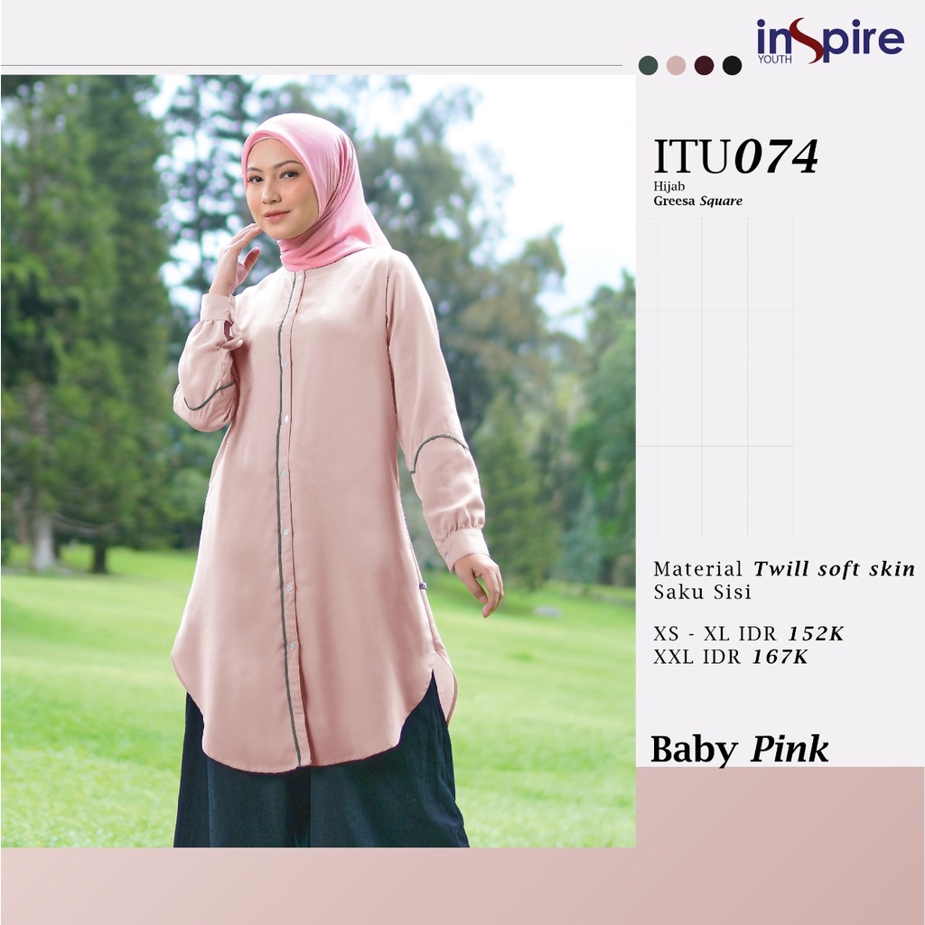 Inspire Tunik ITU 74 Bahan Twill Soft Skin Atasan Polos Simple Model Terbaru