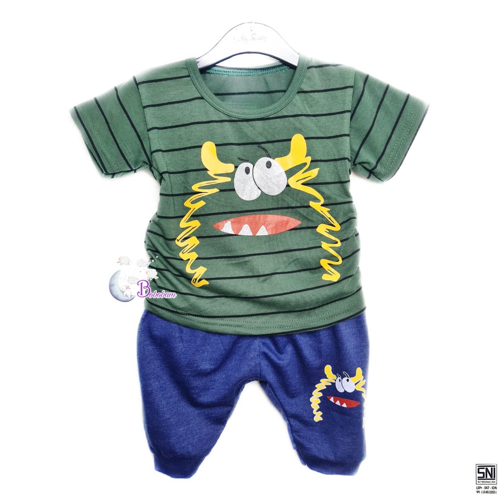 ECER BAJU BAYI BOBOBAM SALUR MONSTER SETELAN ANAK LAKI-LAKI / SETELAN ANAK HARGA GROSIR