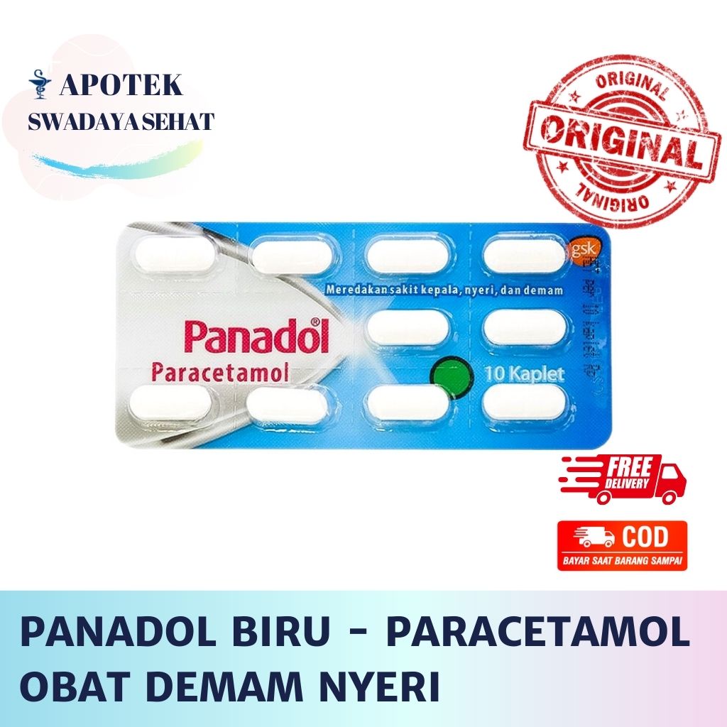 PANADOL BIRU Strip Blister Isi 10 Tablet - Obat Demam Nyeri Parasetamol 500 MG Paracetamol Nyeri Kepala Gigi