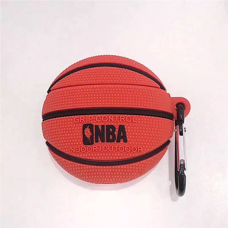 airpod case bola basket nba sepak bola oranye putih hobi