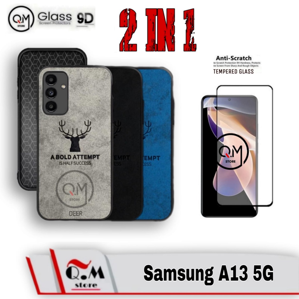 PAKET 2IN1 Case Samsung A13 5G / Samsung A12 / M12 / Samsung A11/M11 Softcase Deer TPU Bermotif Rusa Jens