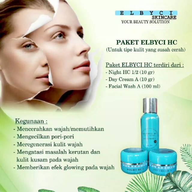 PAKET CREAM PEMUTIH HC/PERAWATANWAJAH/SKINCARE BY ELBYCI (PAKET ELBYCI HC)