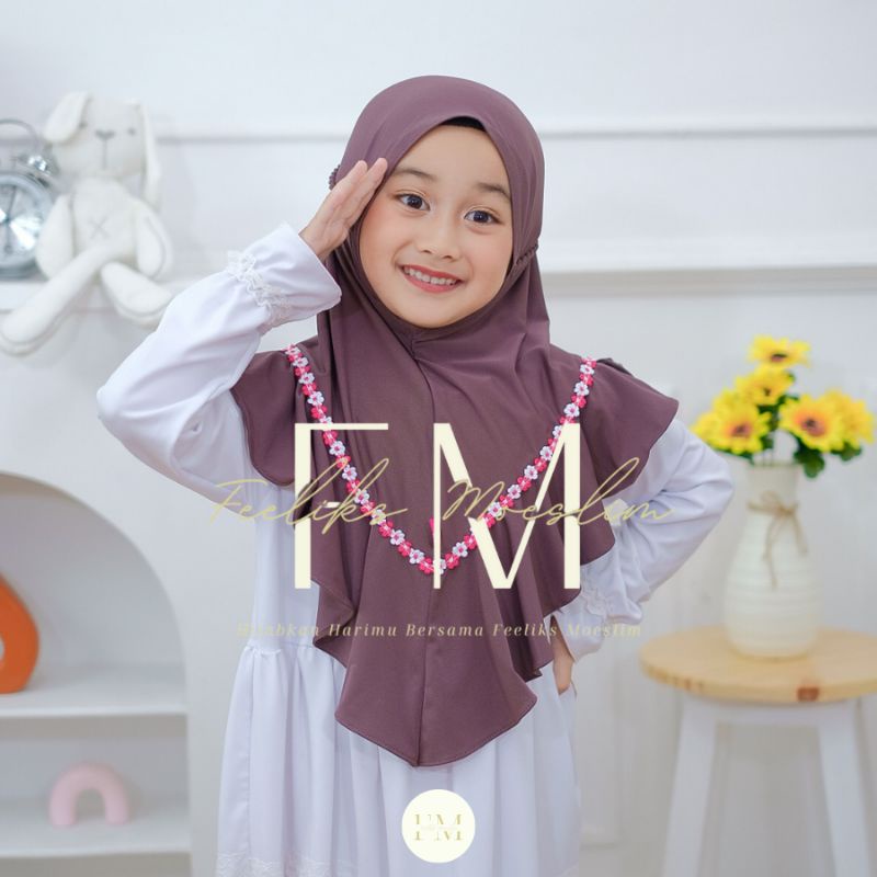 Hijab Anak TK Raisha Tali Kepang 4-8 Tahun ORIGINAL VIQAST