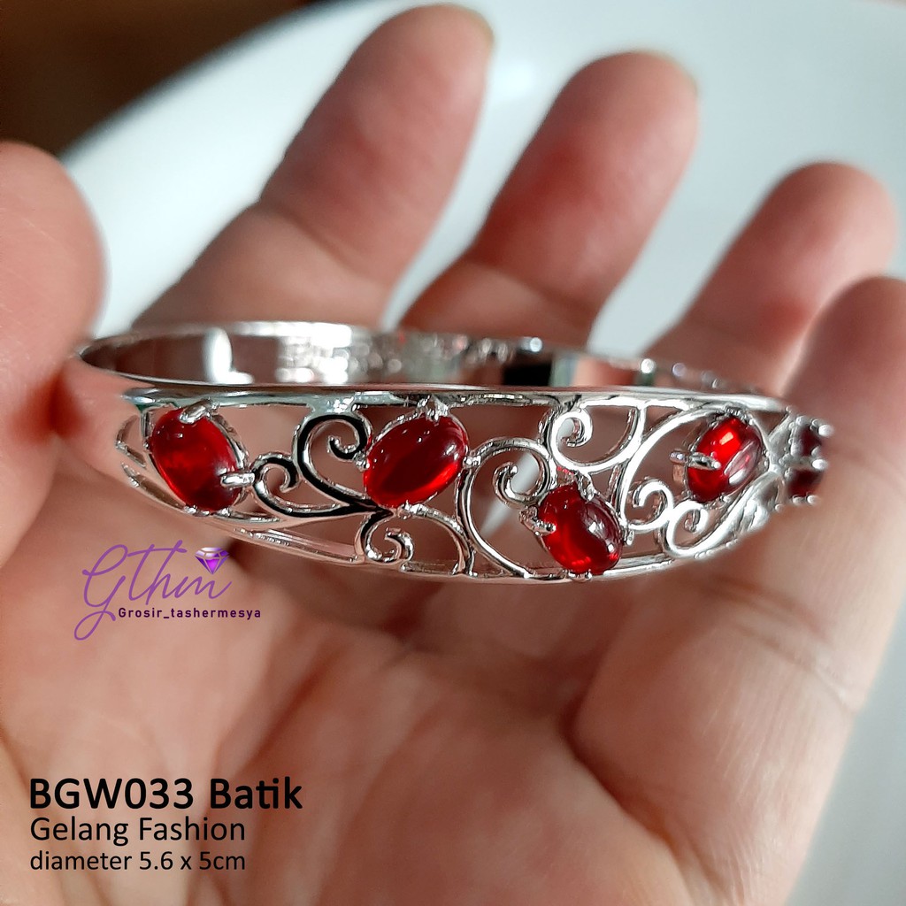 gelang tangan mewah etnik batu ruby , jamrud, hitam opal lapis emas 18k titanium xuping gthm mewah