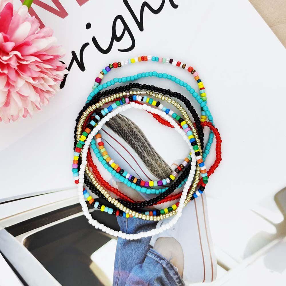 NEEDWAY Gelang Kaki Boho 7Pcs /set Kepribadian Wanita Barefoot Musim Panas Handmade Ankle Bracelets