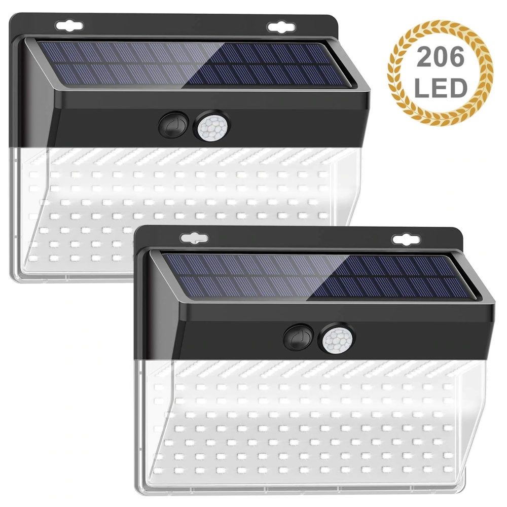 PROMO Woopower Lampu Solar Panel Sensor Gerak Outdoor Waterproof 206 LED 1 PCS - 206ABS - Black