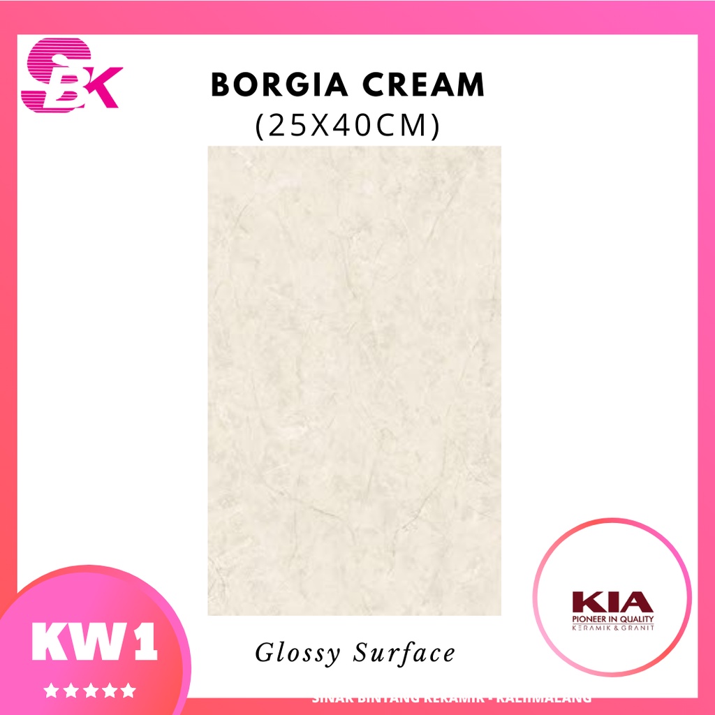Keramik Dinding Kamar Mandi 25x40 Borgia Cream