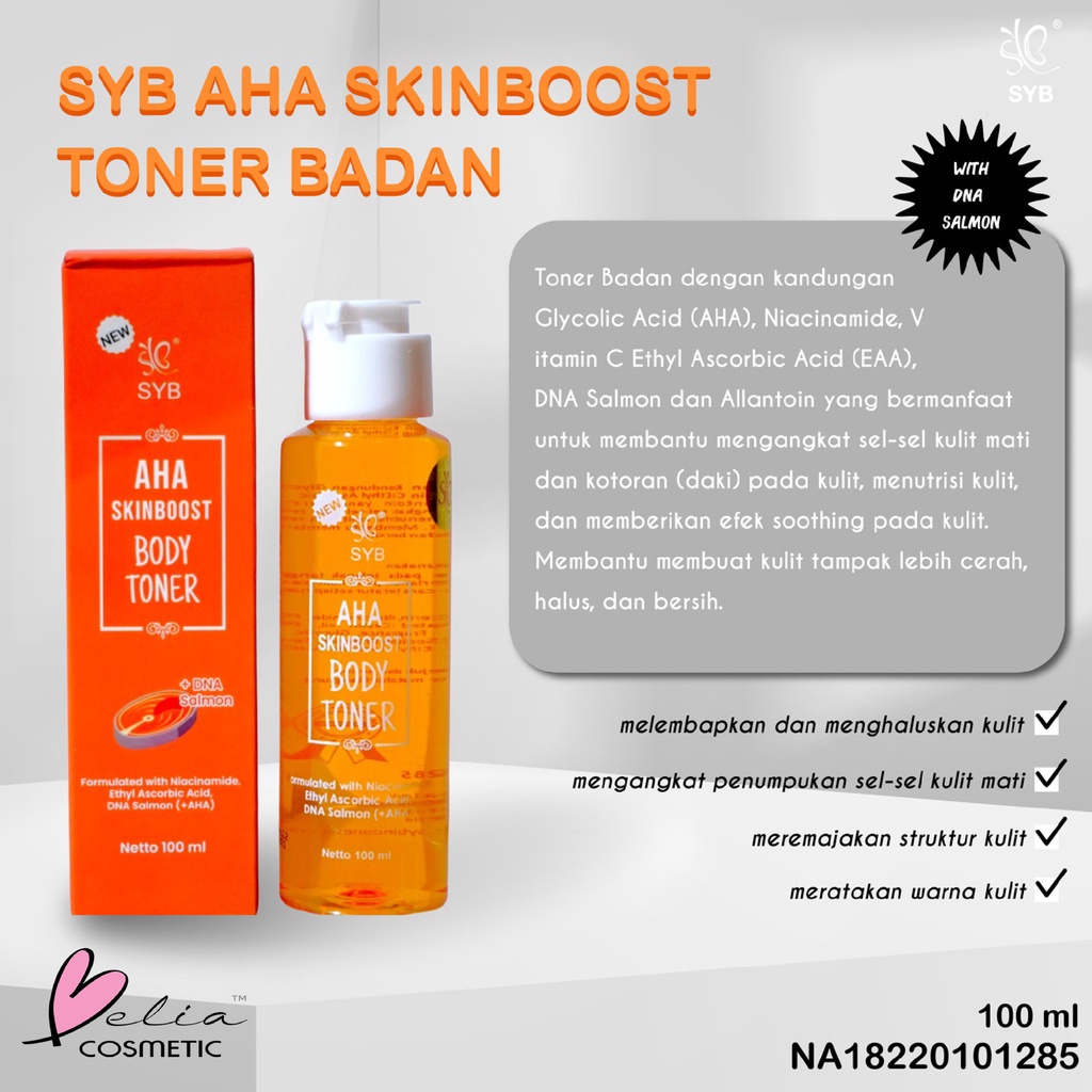 ❤ BELIA ❤ SYB Toner Badan Red Jelly | Toner Coklat 100ml | AHA SKINBOOST BODY TONER | Toner Wajah Putih | Toner Tubuh (✔BPOM)