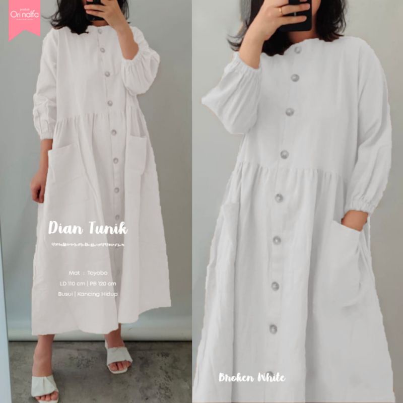 DIAN MIDI DRESS BY ORI NAIFA/TOYOBO LD 110 KANCING HIDUP FULL/BUSUI FRIENDLY MIDI POLOS