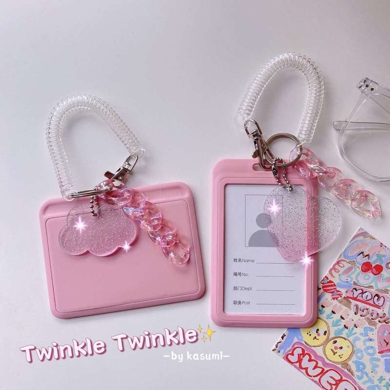 Ins Case Holder Kartu Idol / Foto / Kredit / Bus Anti Air Warna Pink Berkilau