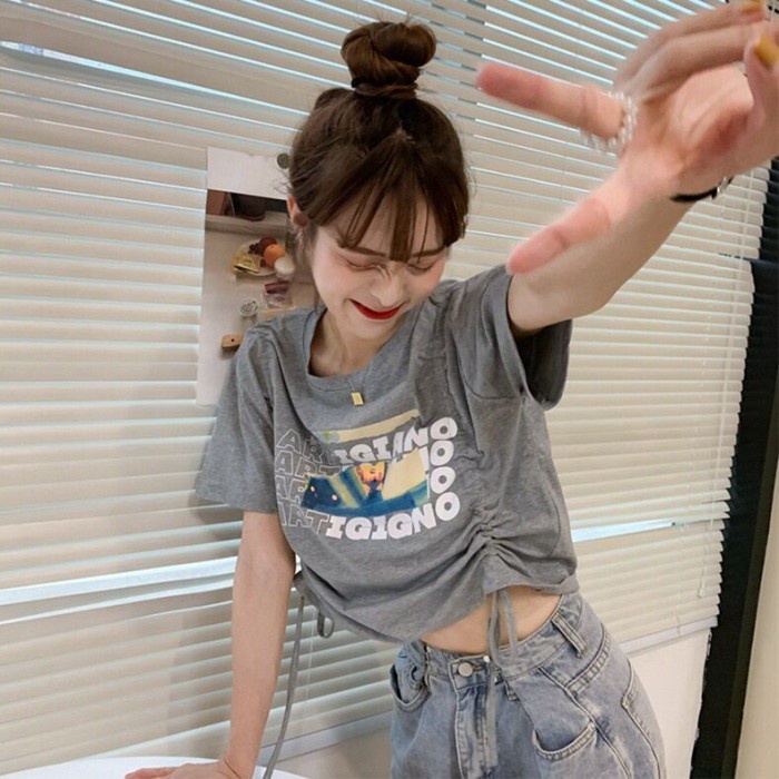 ZASKIYA - T-SHIRT SERUT BEAR TIGNO TUMBLR WANITA | KAOS TALI SERUT KOREAN STYLE