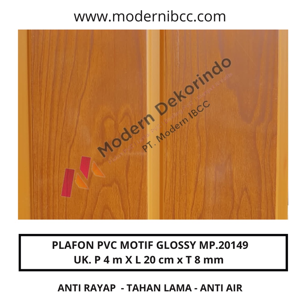 Plafon PVC Motif Kayu Glossy MP.20149 Dekorasi Atap Dinding Modern Minimalis Murah