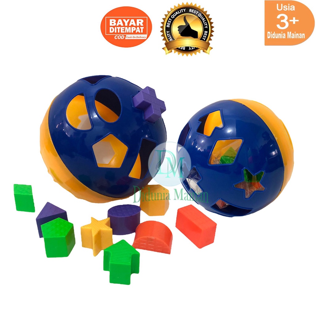 mainan edukasi anak puzzle ball bongkar pasang bola pintar balok shape sorter warna warni