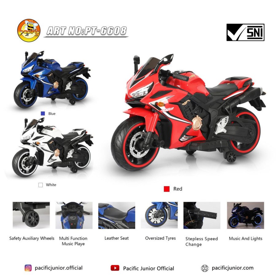 MOTOR AKI MAINAN ANAK SPORT PACIFIC PT-6608 / PT6608 / PT 6608