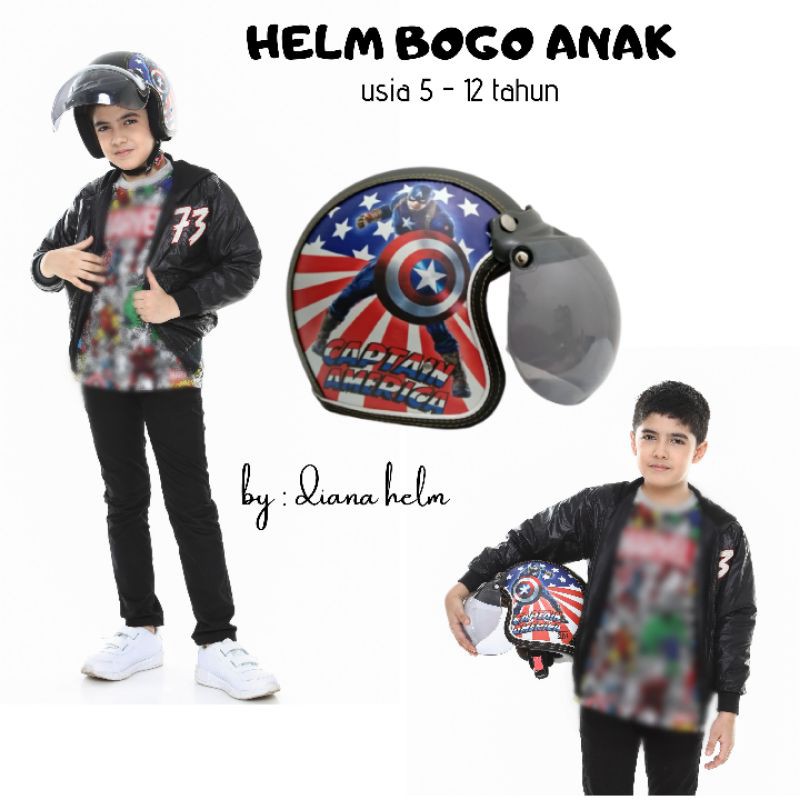 Helm Bogo Anak  6-12 tahun Superman Spiderman Batman