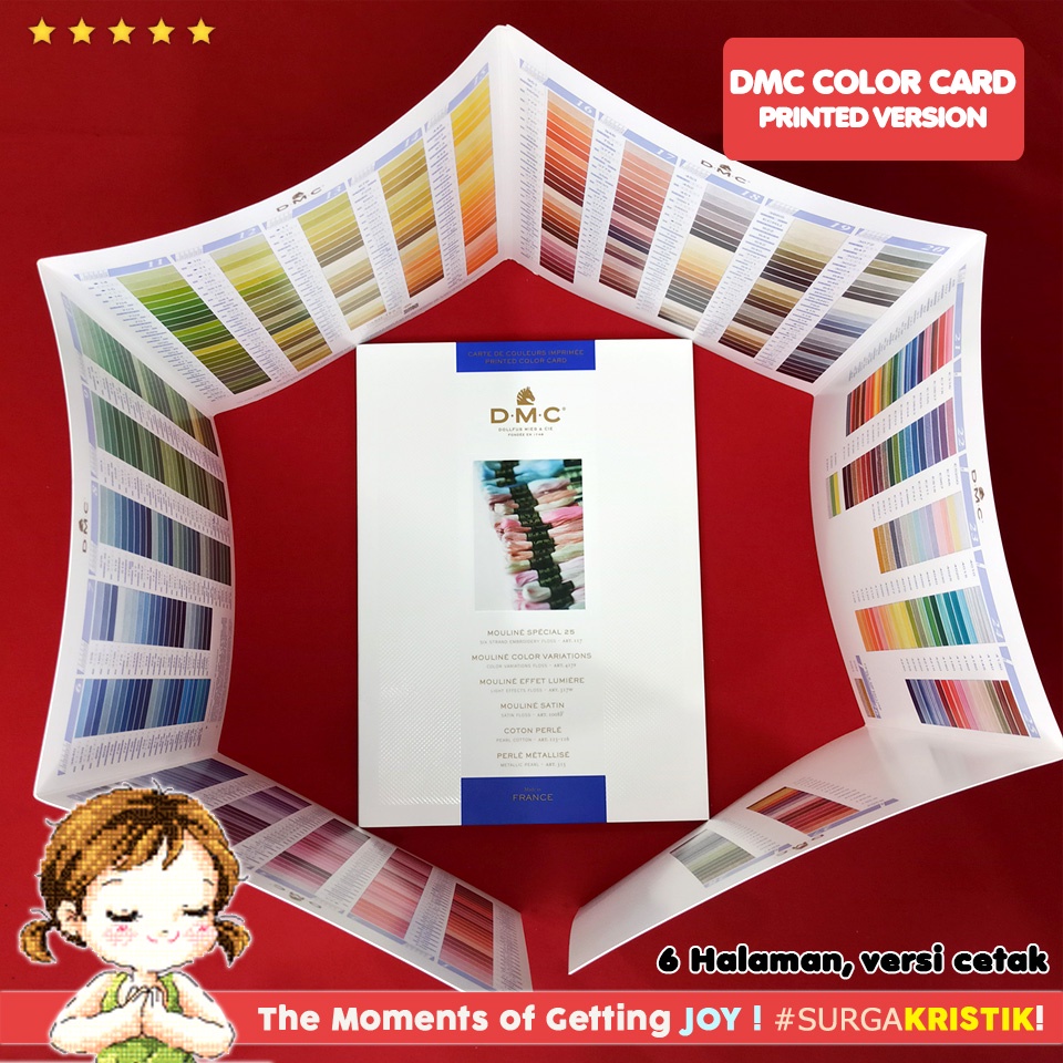 Katalog Benang Sulam DMC Color Card Printed Tanpa Benang W100BR