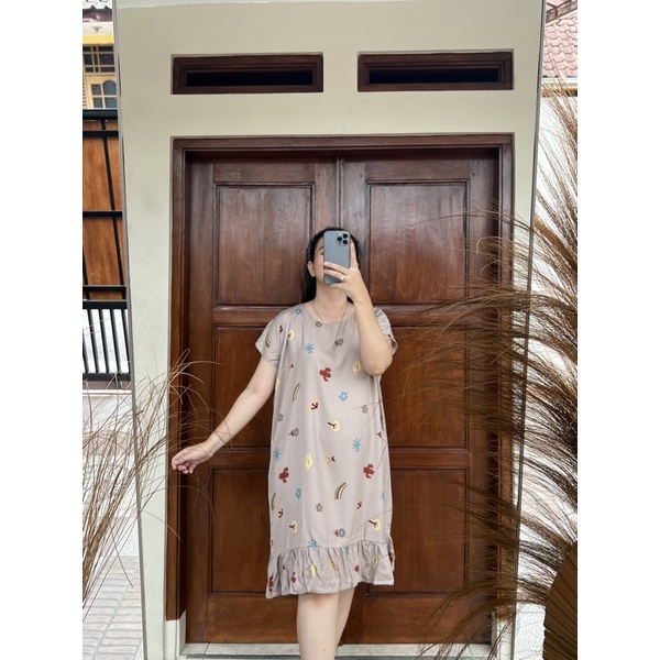 Daster Viral | Daster Ruffle Rayon | Daster Kekinian-Pelangi coksu