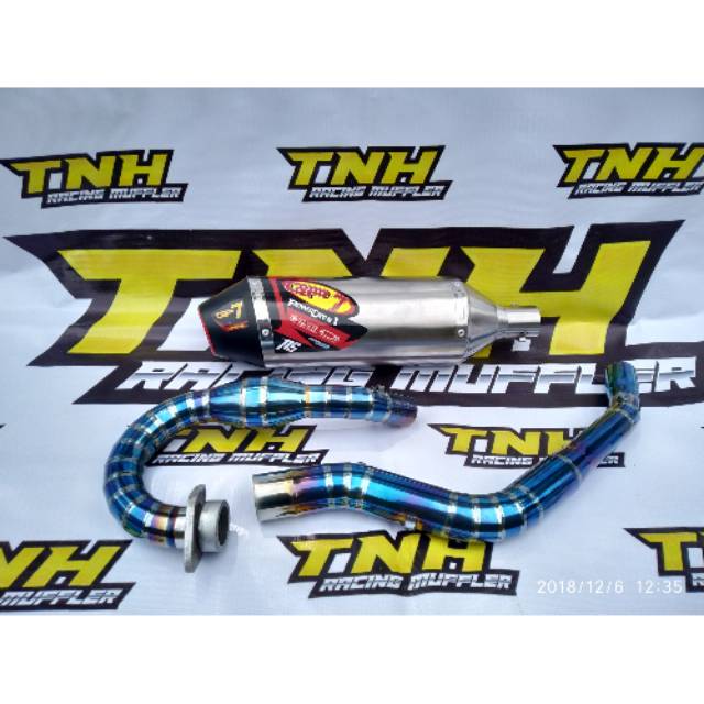 Knalpot Racing GP7 Power Core1 BlueMoon FullSystem Untuk Motor Kawasaki KLX 150