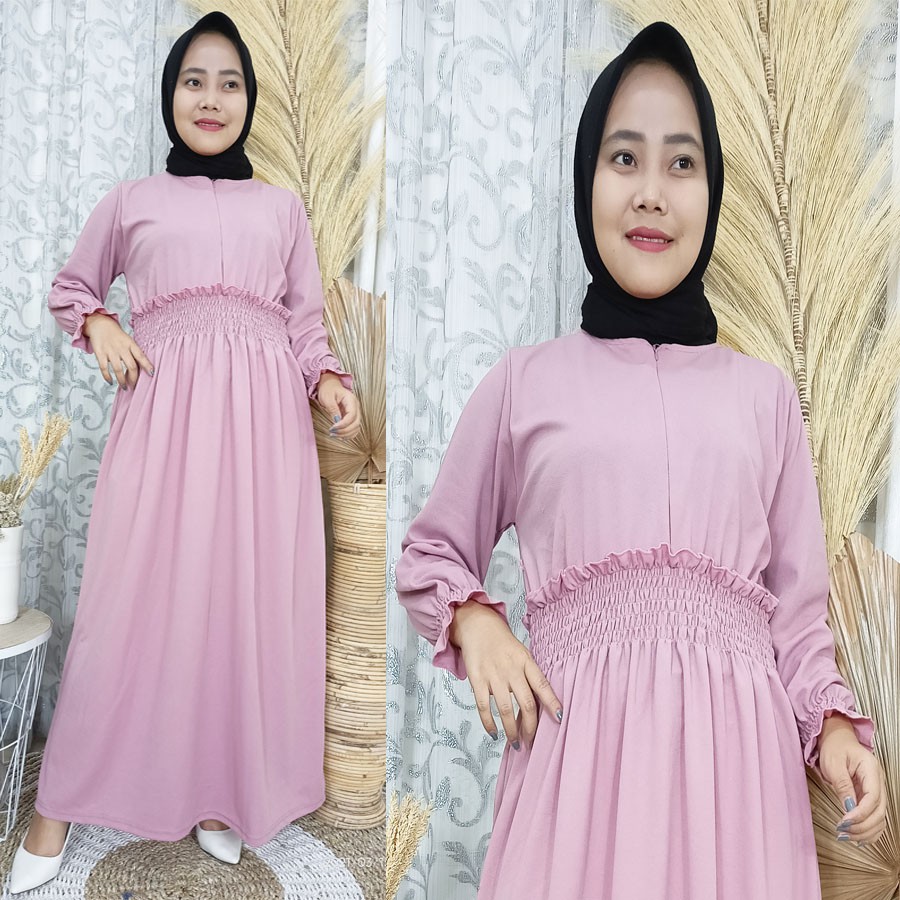 GAMIS RAYA LEIA PINGGANG KARET MAXY DRESS BUSUI WANITA GL FASHION