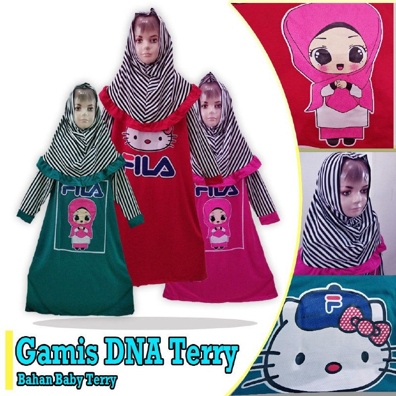 PROMO GROSIR Gamis  Anak  Karakter  Kartun Set Baju  Muslimah 