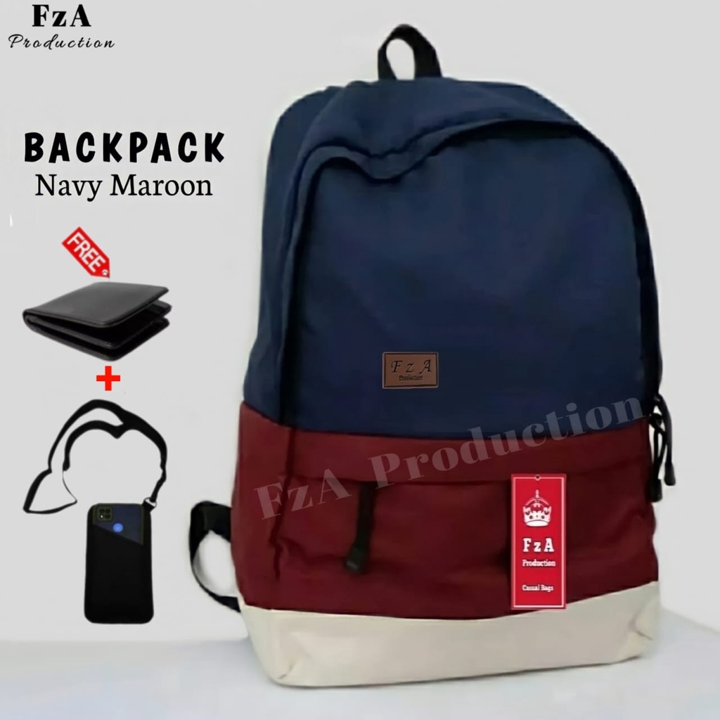 Tas Ransel Distro Kasual Pria Wanita Tas Ransel Laptop Tas Punggung Backpack Original FzA Free Dompet Sakko HP