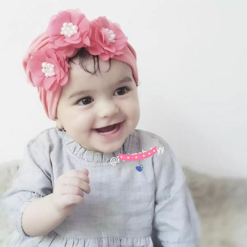 Turban 3 Bunga Anak Bayi Usia 0-3 Tahun | Ciput Baby New Born | Bandana Baby Girl Newborn Import Premium Lucu Perempuan