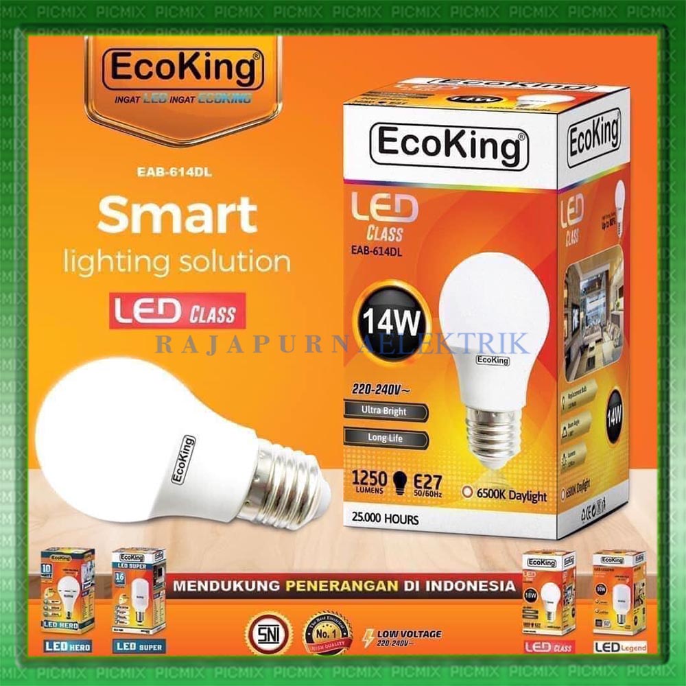 LAMPU LED 14W - 14 watt ECOKING SUPER TERANG - TAHAN LAMA