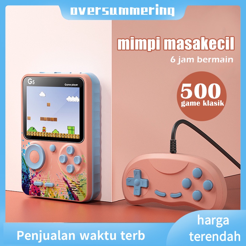 NEW Game boy game console Portable Game Player Built-in Classic 500 Games Connect to TV or Gamepad 1000mAh 1 Player/2 Player Hadiah yang sempurna gameboy(Hanya beberapa game dua pemain yang dapat menggunakan stick)