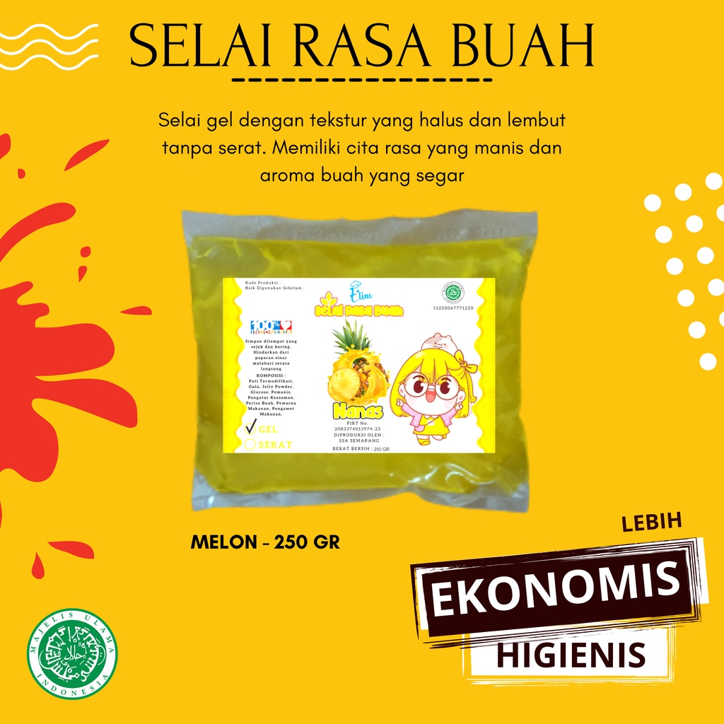 SELAI ELIMAS / SELAI RASA BUAH / SELAI ENAK / SELAI 250 GR / SELAI SERAT / SELAI GEL / SELAI KILOAN