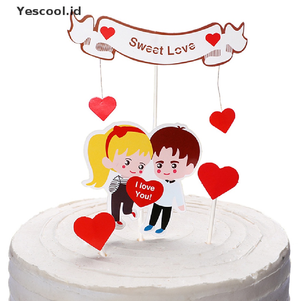 Set Topper Cupcake Desain Love Untuk Hari Valentine