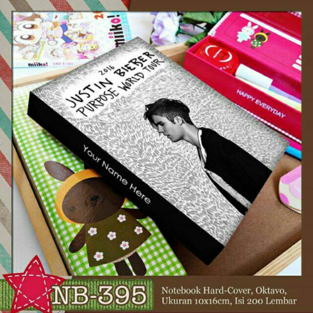 

NB-395 Notebook A6 Justin Bieber buku tulis custom free tambah nama