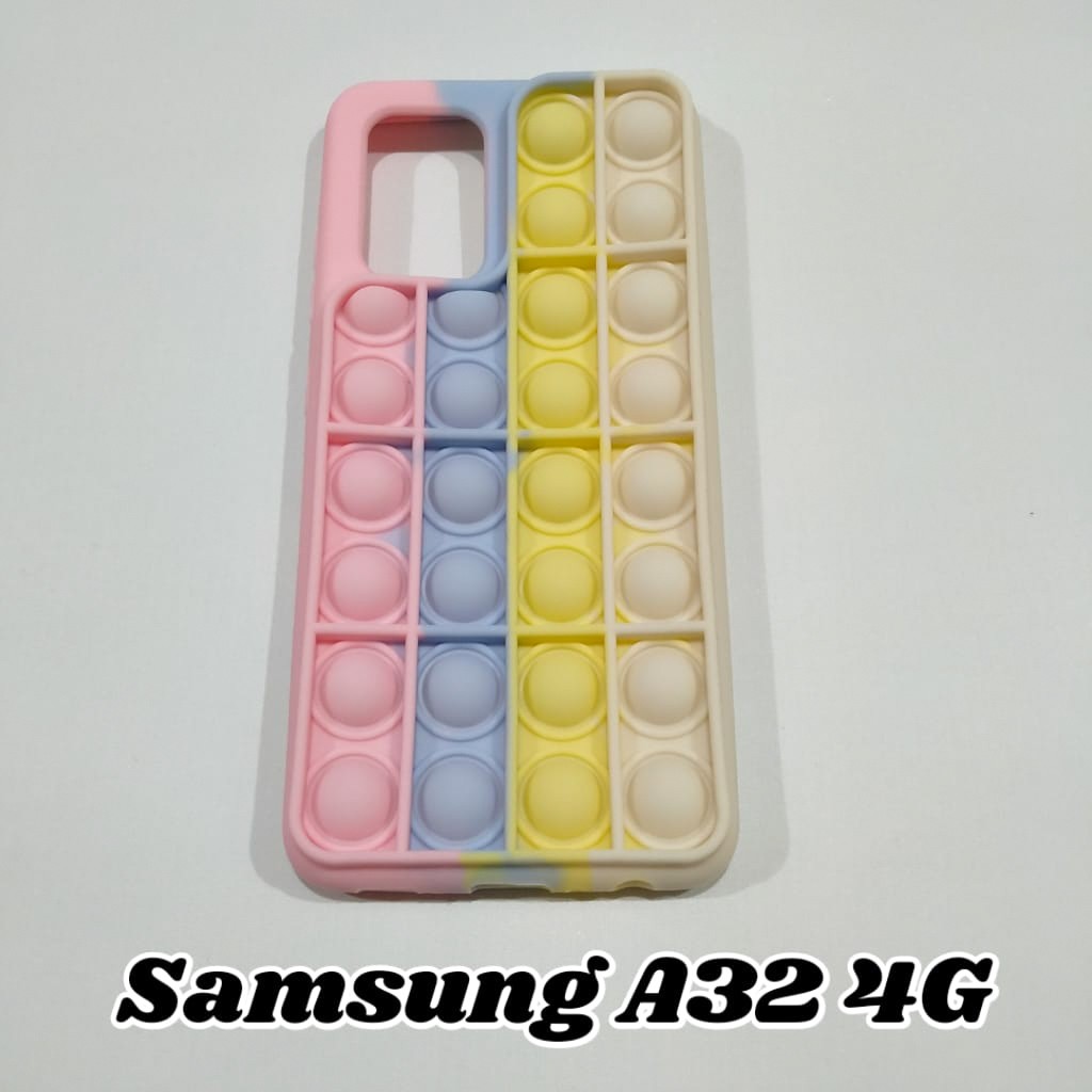 Case POP IT Samsung A32 yang 4G Silikon Boba RAINBOW Silicone Push Bubble POP Fidget Gelembung