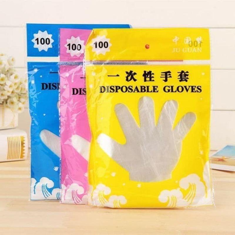 Sarung Tangan Plastik DIsposable Gloves Transparan isi 100 pcs