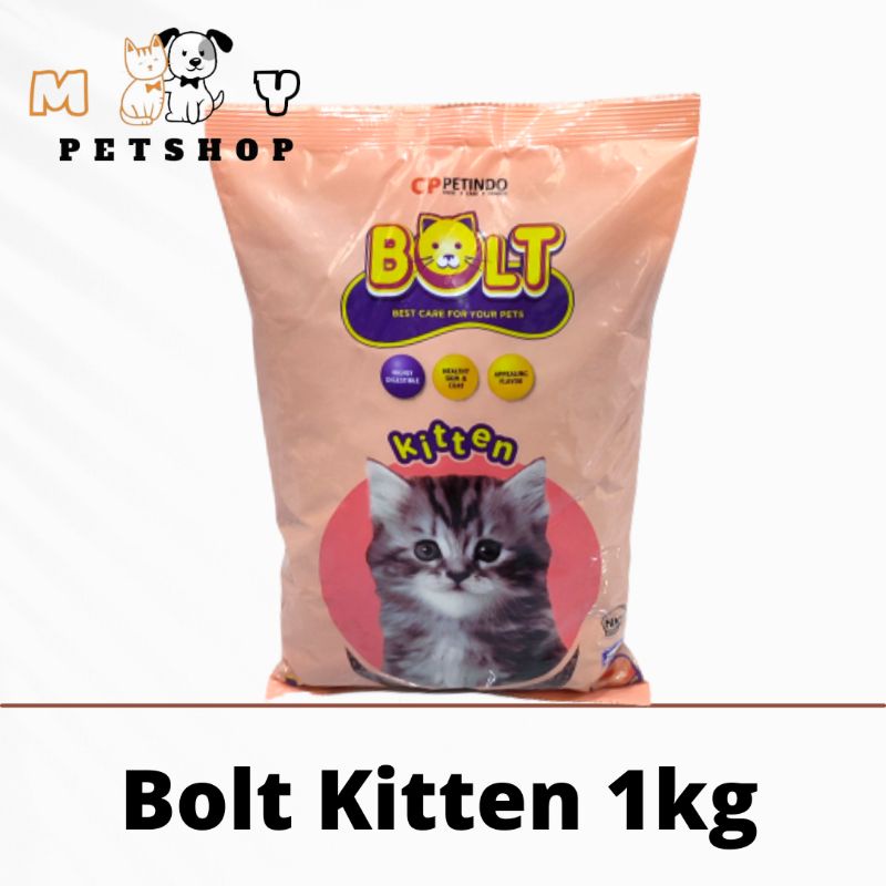 MAKANAN KUCING MURAH BOLT KITTEN 1KG. Makanan yg di Formulasikan Untuk Kucing Kecil Usia 2 - 12 bulan