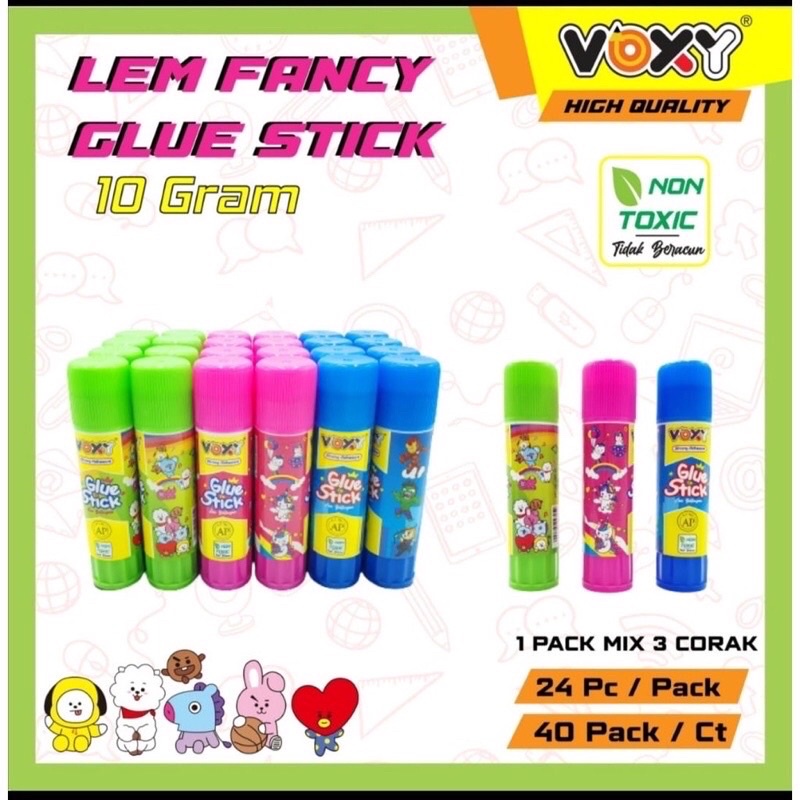 (SUN) GLUE STICK LEM KERTAS BATANG / GLUE STIK FANCY 10gram KARAKTER MOTIF KARTUN