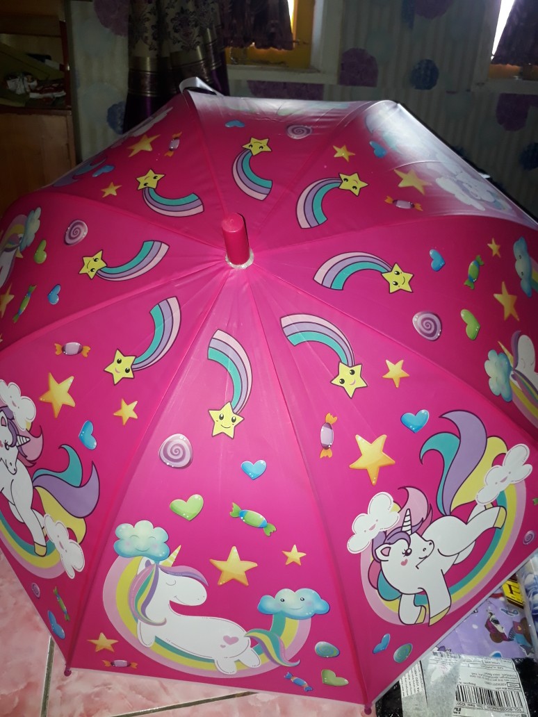 Tcs Payung Anak Unicorn / Pony / Plastik / Semi Transparan / Dof